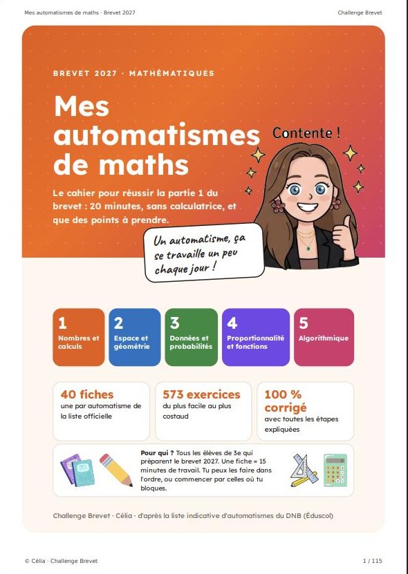 Cahier « Mes automatismes de maths » pour le brevet 2027